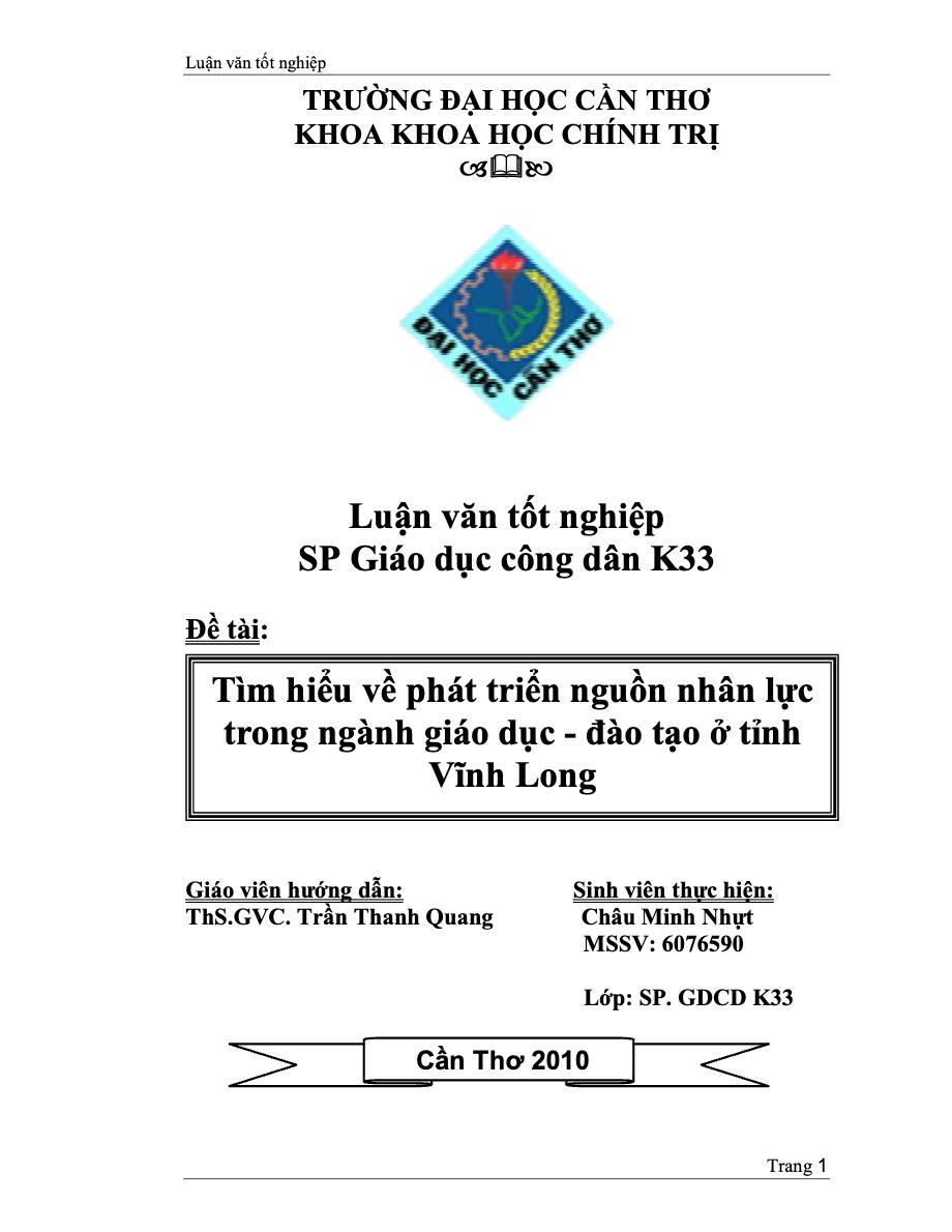 Tìm hiểu về phát triển nguồn nhân lực trong ngành Giáo dục - Đào tạo ở Vĩnh Long